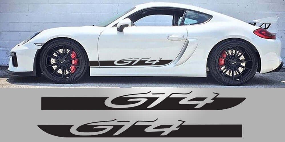 Aftermarket Porsche Cayman 981 GT4 Side Scripts Graphic Decal Set – Drivers side