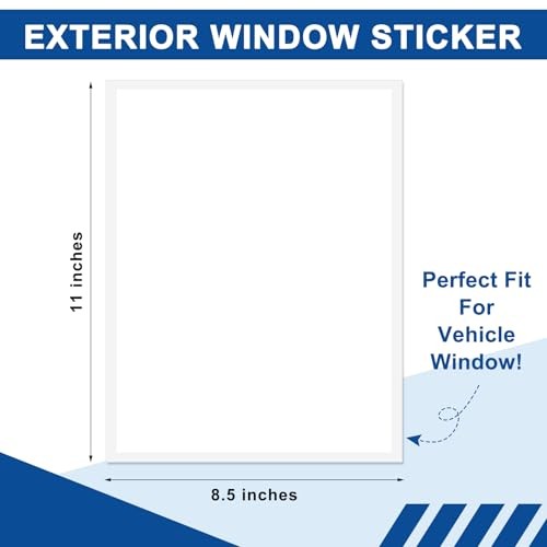 Pcs Outdoor Window Stickers for Car Dealers 8.5″ x 11″ Plain White Blank 100