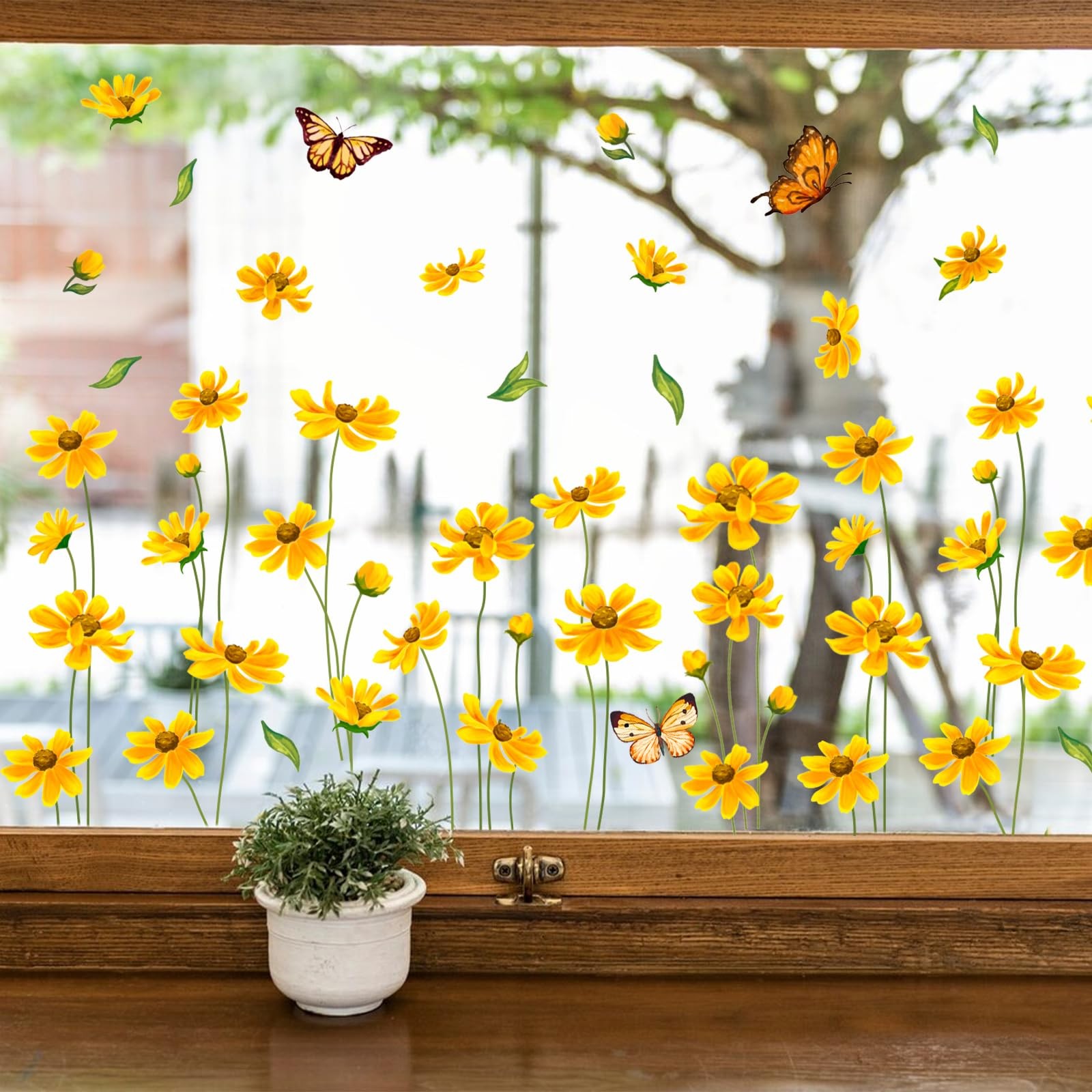 JarThenaAMCS 9 Sheets Spring Summer Daisy Window 7.9 x 11.8 inch, Yellow