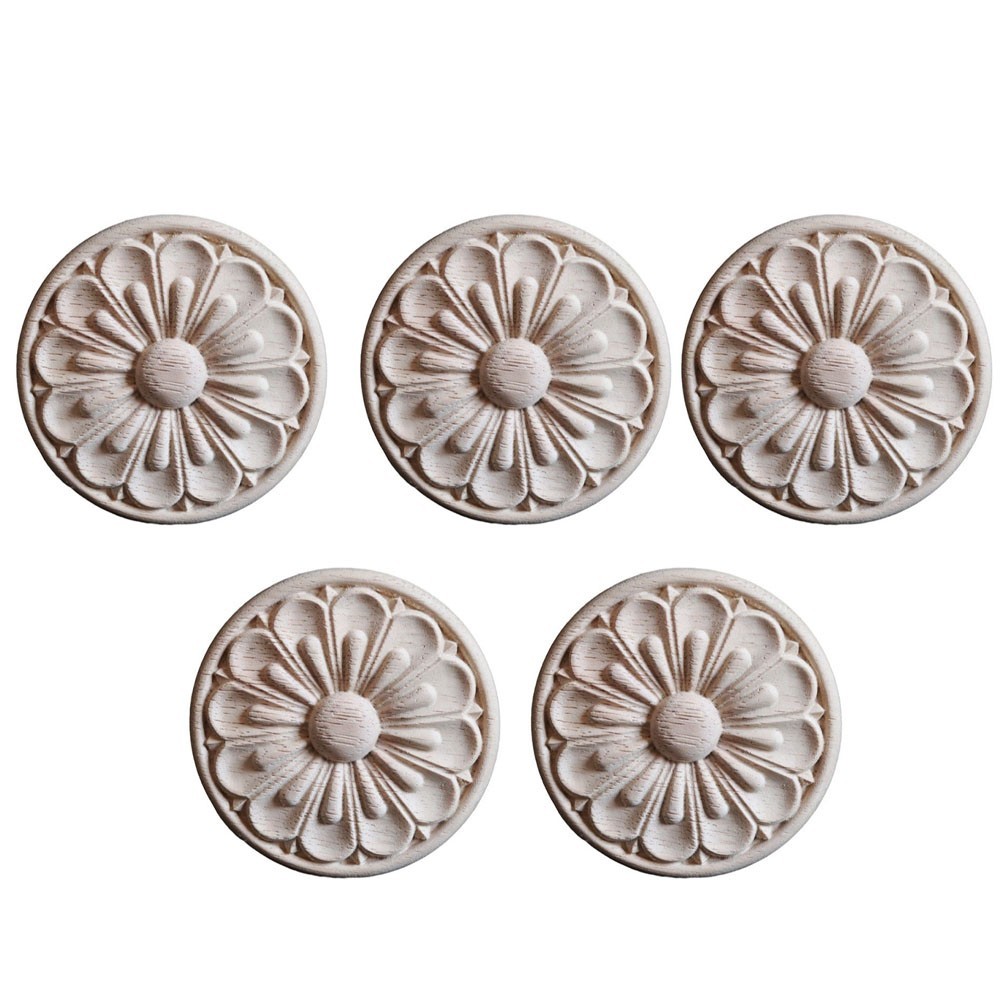 Round Wood Furniture Applique Onlays for Handcrafted Carving (90 characters)