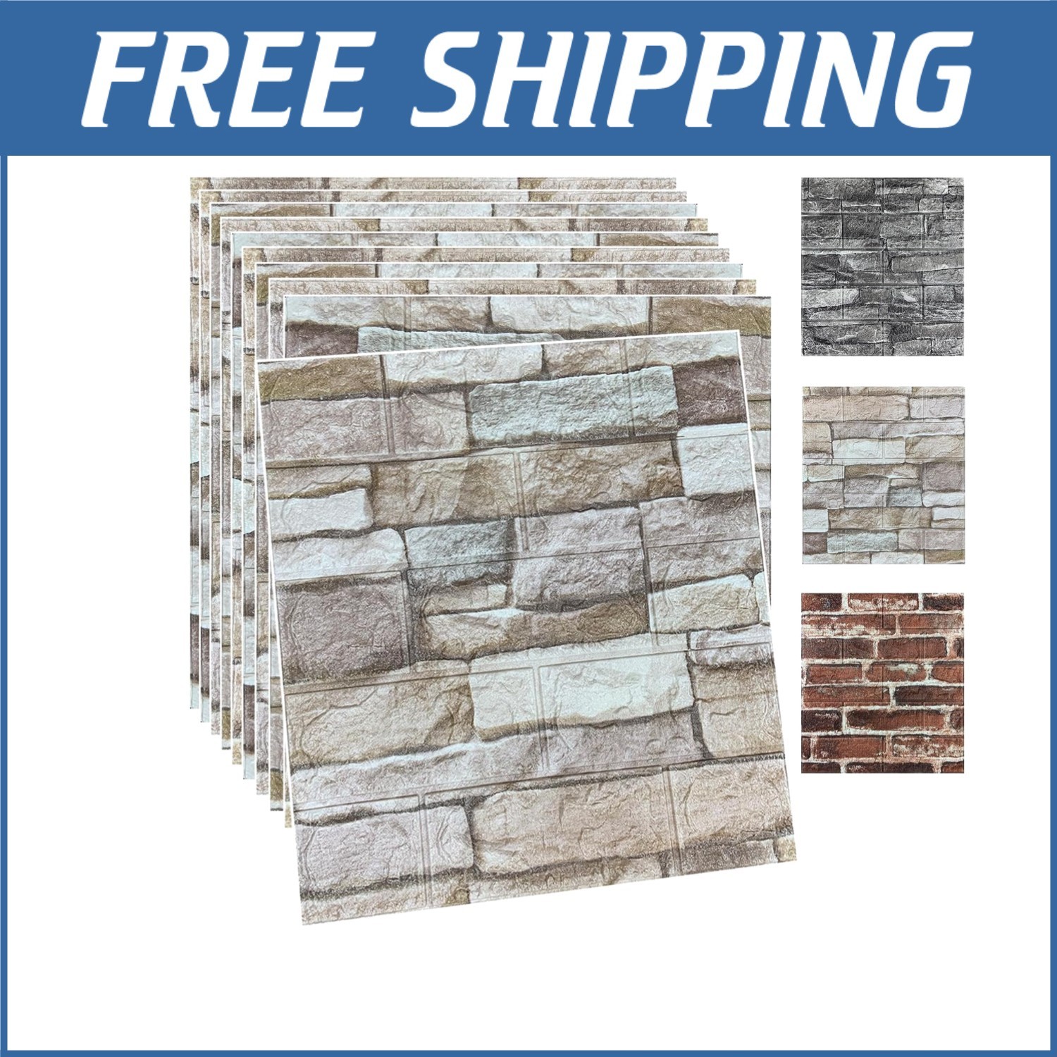 Elegant 3D Peel and Stick Wall Panels – 20PCS Faux Stone for Home Makeover