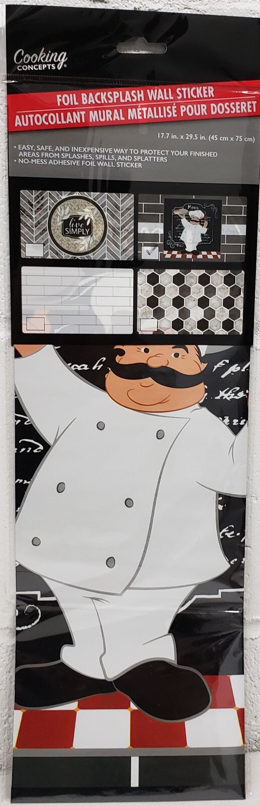 KITCHEN STOVE BACKSPLASH STICKER / WALL DECALl (30″x18″) FAT CHEF, GR