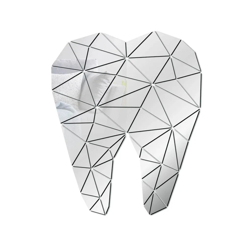 3D Acrylic Tooth Shaped Wall Sticker Mirror Wallpaper Art Aall Decoration