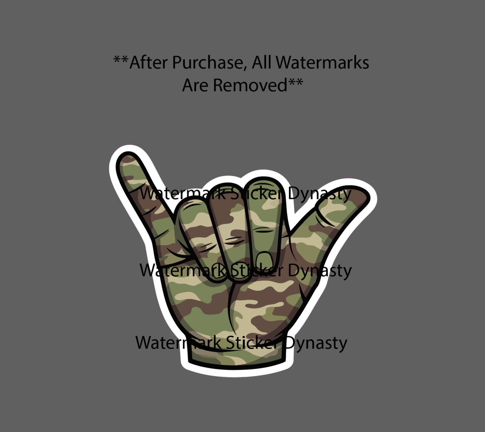 Camo Shakas Sticker Waterproof Decal Hang Loose Hunting Outdoor Gift NEW