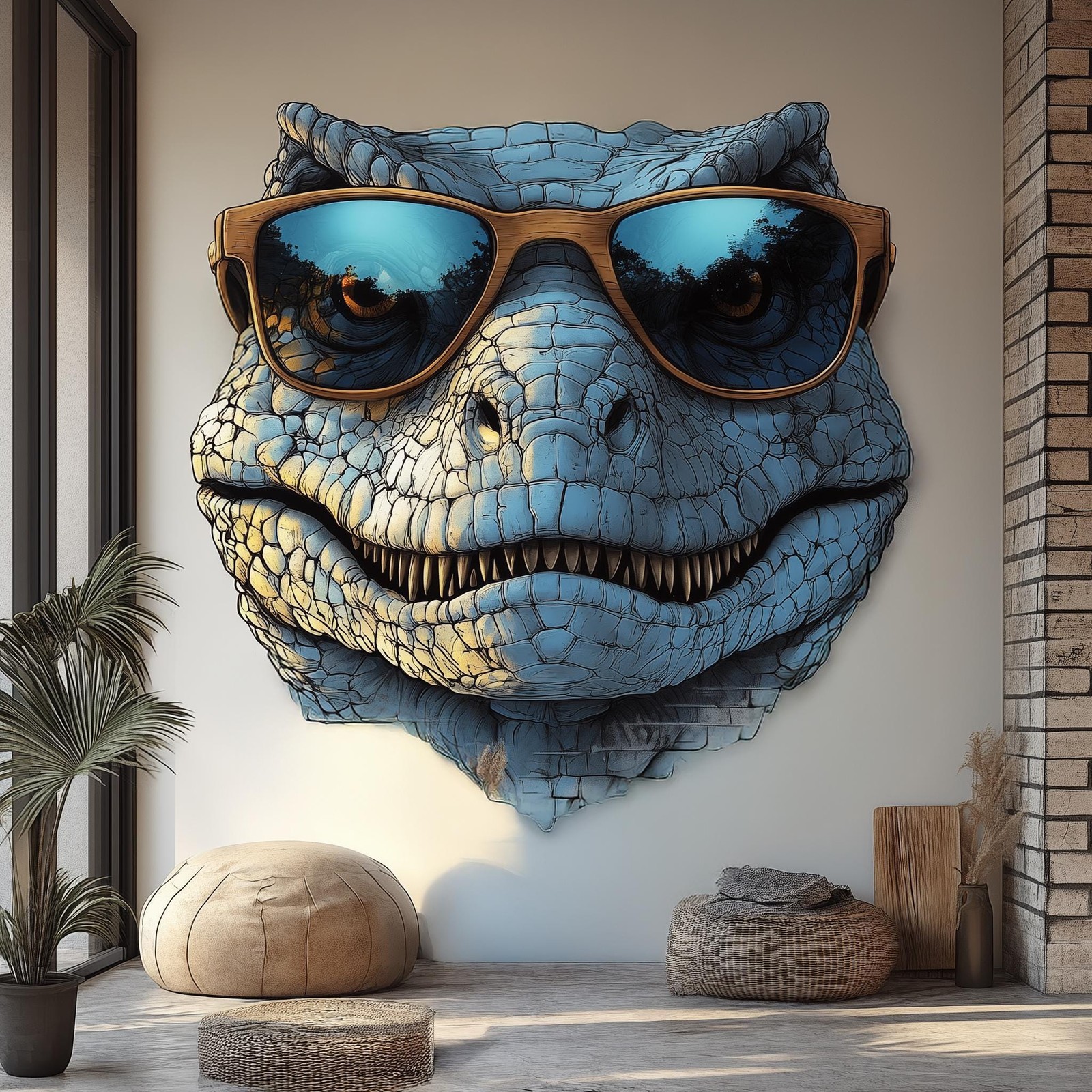 Cool Dinosaur Wall Decal with Sunglasses | 3D Raptor Art for Kids & Adults