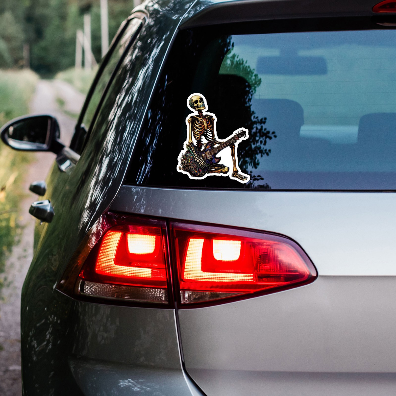 Skeleton Guitar Player – Vinyl Decal Sticker – Car Window Laptop – ebn9121