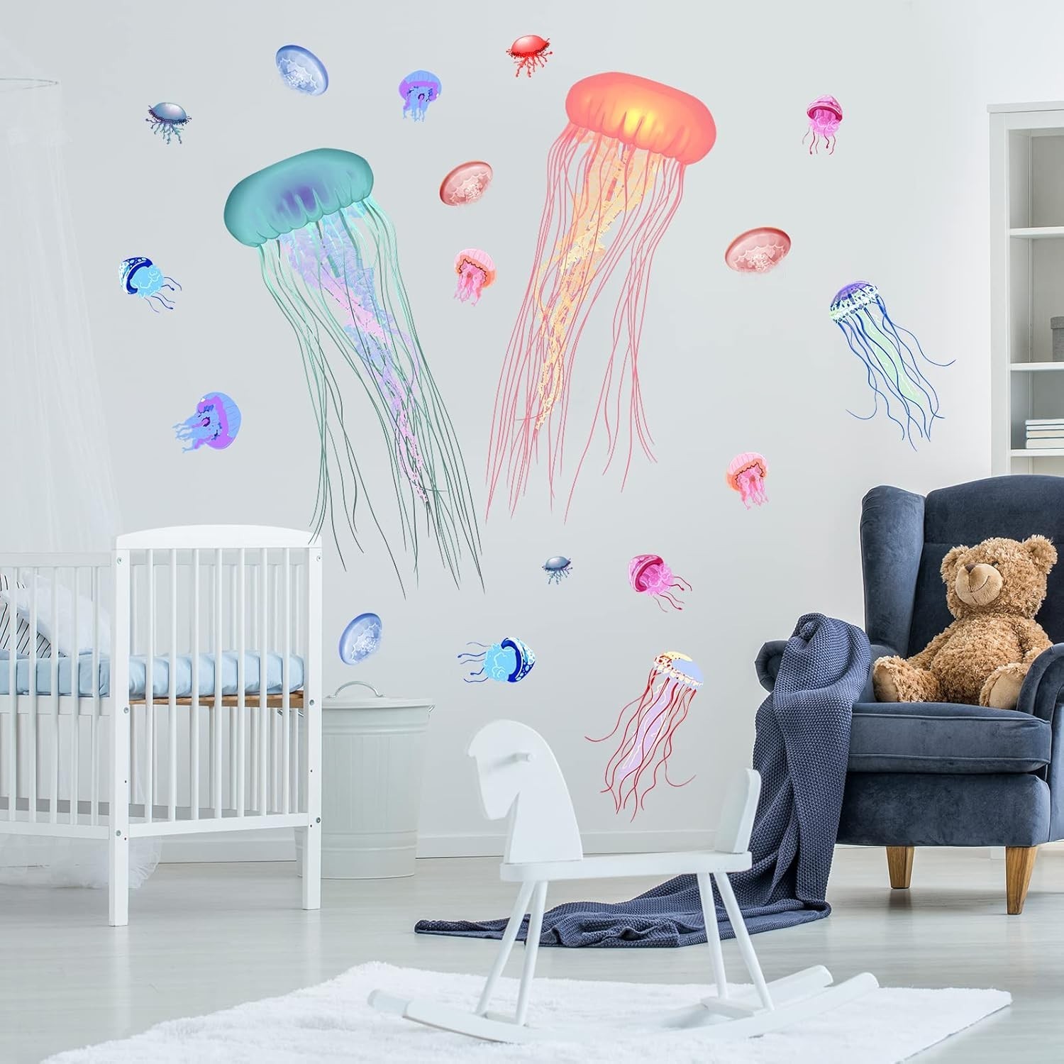 AnFigure Large Jellyfish Fish Wall Stickers Under The Sea Life Marine Animal Jel