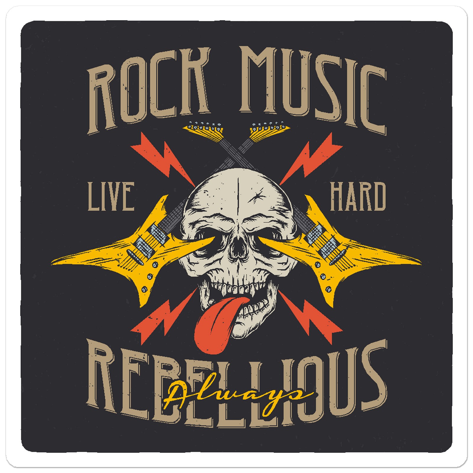 Rock Music Guitar Skull – Vinyl Decal Sticker – Car Window Laptop – ebn9539