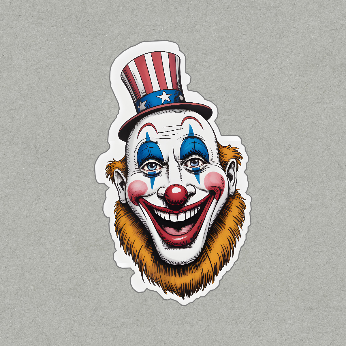 Patriotic Cartoon Clown Sticker Fun & Eerie Décor for Circus Lovers #9025
