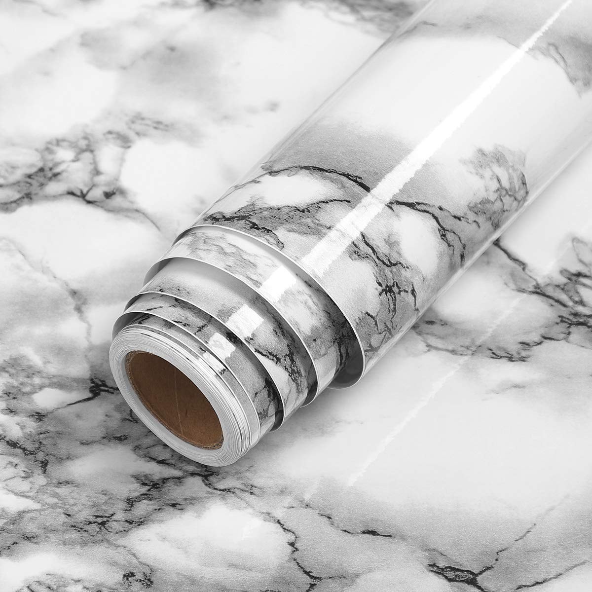 LaCheery White and Gray Marble Contact Paper for Bathroom Countertops Removab…
