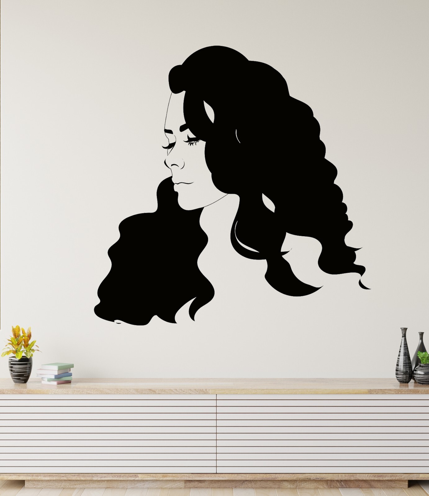 Beautiful Face Decal Hair Salon Women Wall Removable Sticker Room Décor AA033