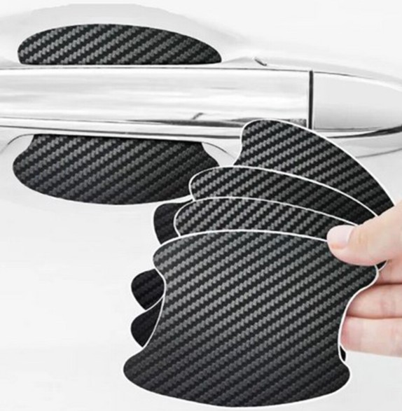 4X Carbon Fiber Door Handle Car Stickers Decal Protector Film Anti Scratch