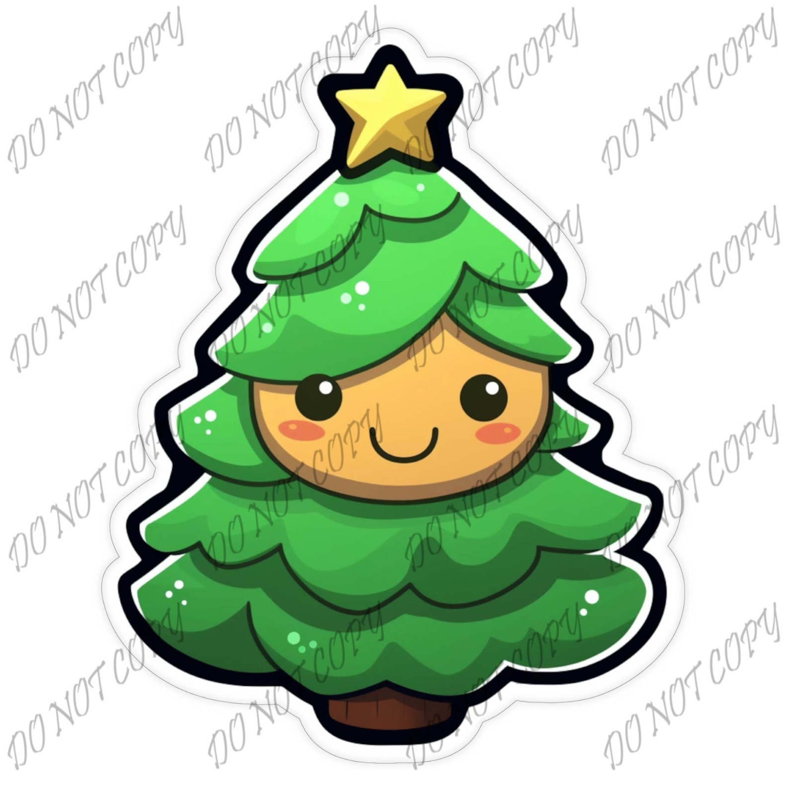 Laminated Vinyl Decal Die Cut Waterproof Sticker – Christmas Pine Tree