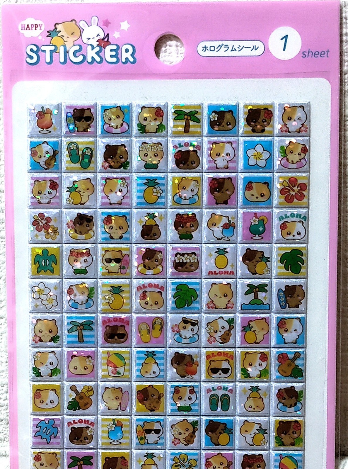 Puni Puni Block Happy Sticker Kawaii Retro Animal Hamster Character Summer JAPAN