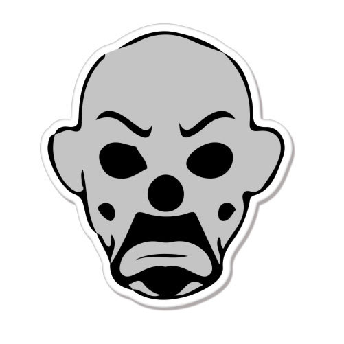 Clown Gray Evil Sad car bumper sticker decal 5″ x 4″
