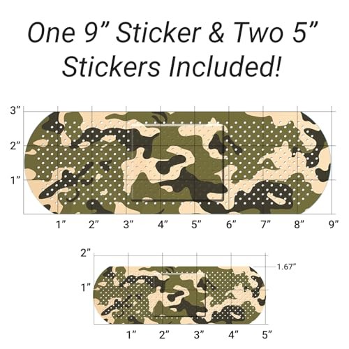 Camo Bandage Band Aid Decal Sticker – 3 Pack – 1-9×3 Inch and 2-5×1.67 Inch
