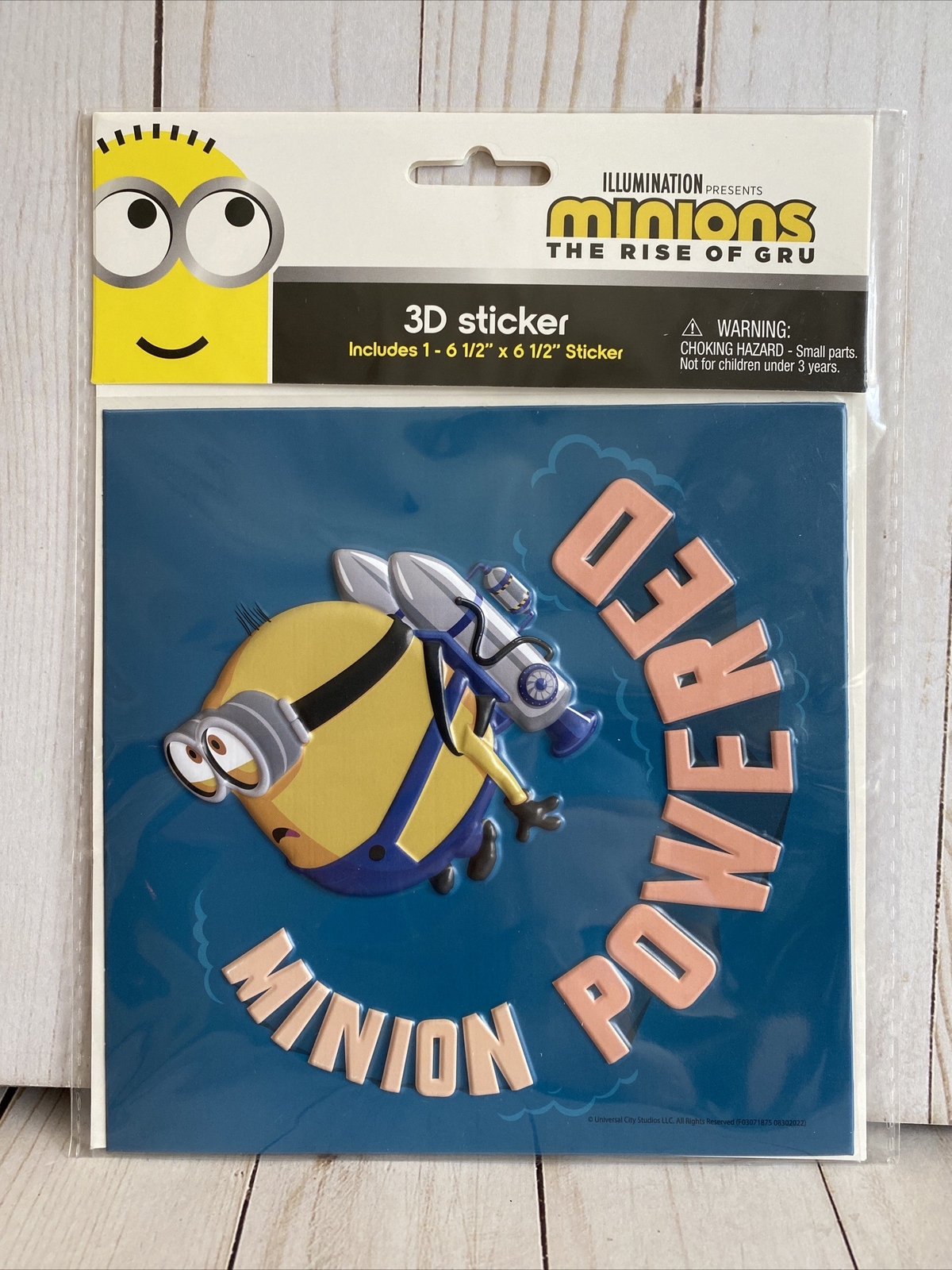 Minion Powered Despicable Me 3D Sticker 6.5” x 6.5” Jetpack Illumination New