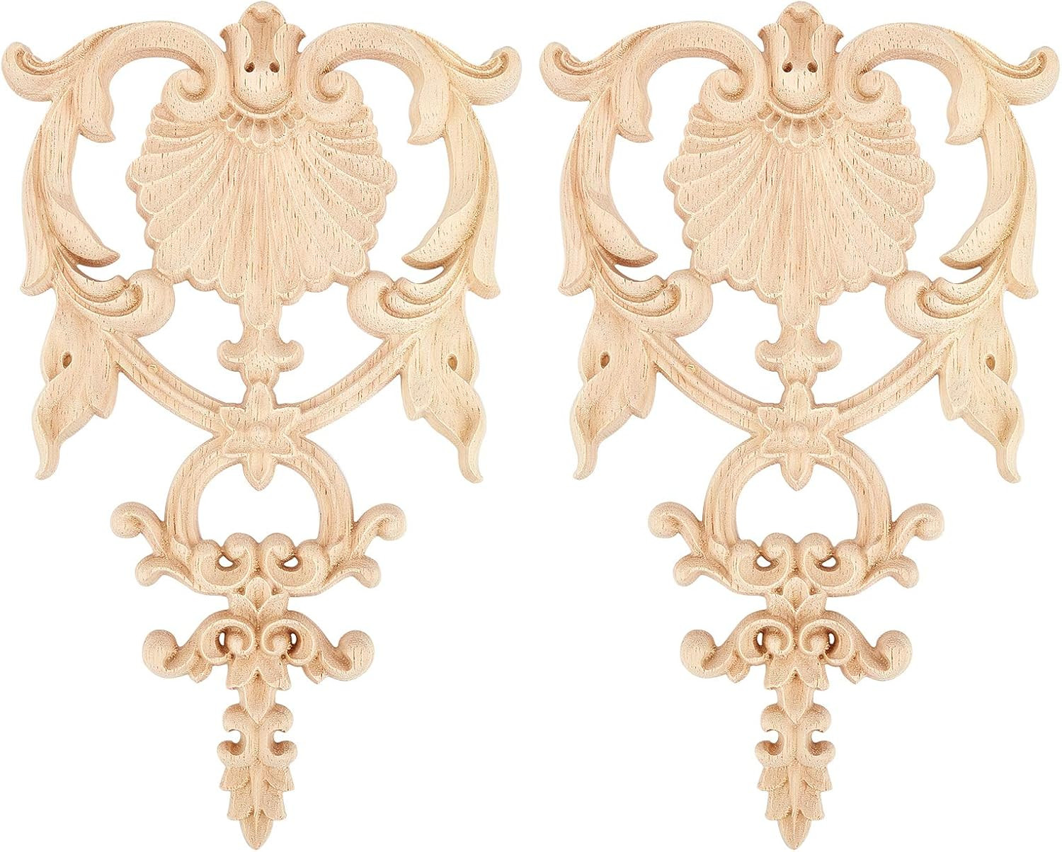 SUPERFINDINGS 2PCS Carved Wood Appliques Onlays Wooden Decal Corner Frame 7.5X4.