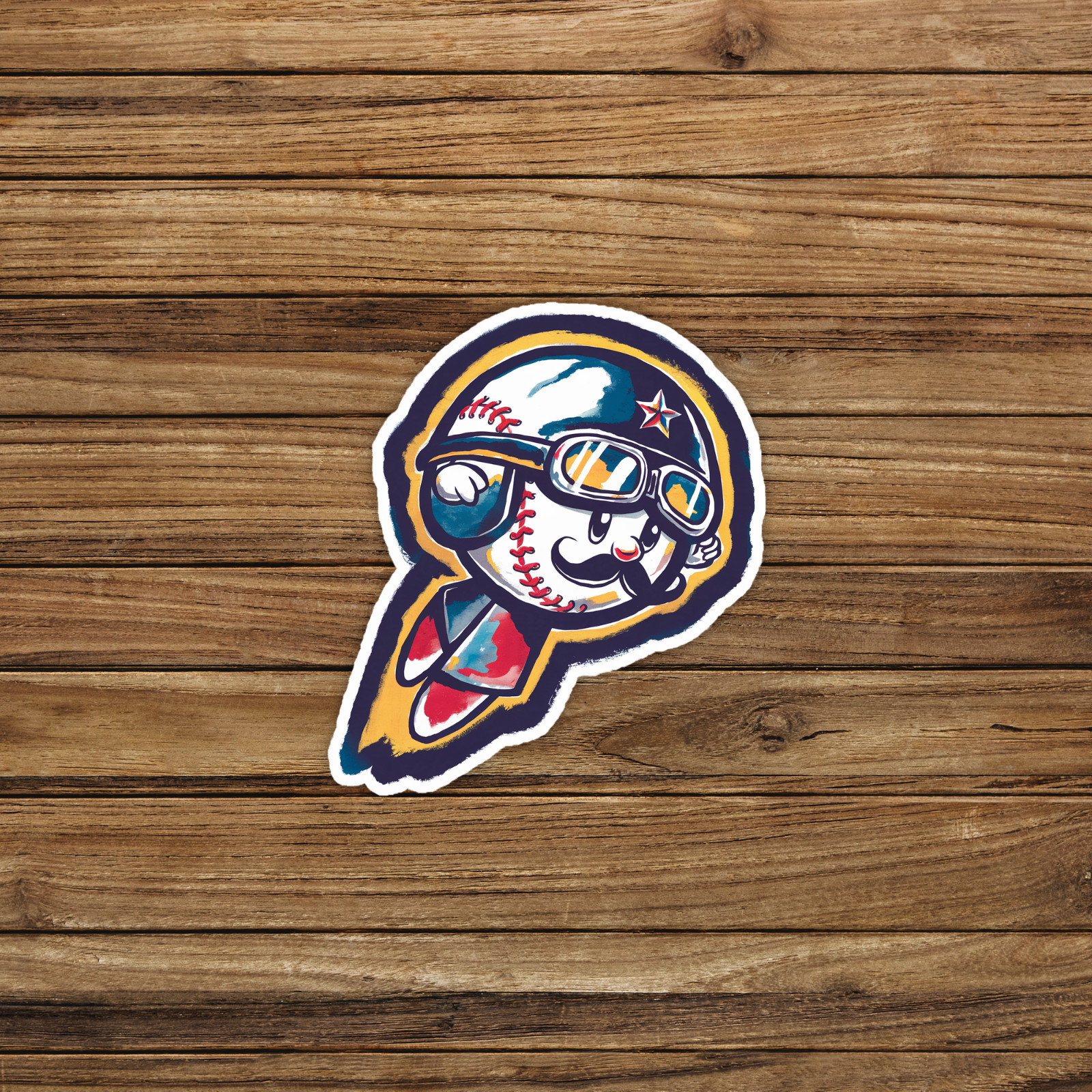 Retro Baseball Mascot Sticker – Quirky Vintage Cartoon Character Design #795