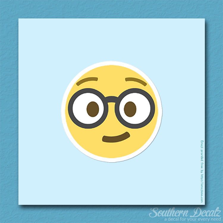 Nerd Glasses Smart Emoji – Vinyl Decal Sticker – c179 – 3.75″ x 3.75″