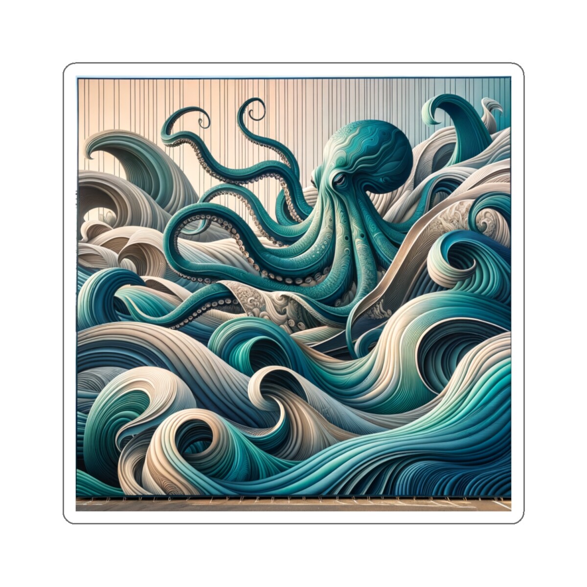 Sticker Abstract Octopus Ocean Art 2×2″ 3×3″ 4×4″ 6×6″ Beautiful Beach Animal
