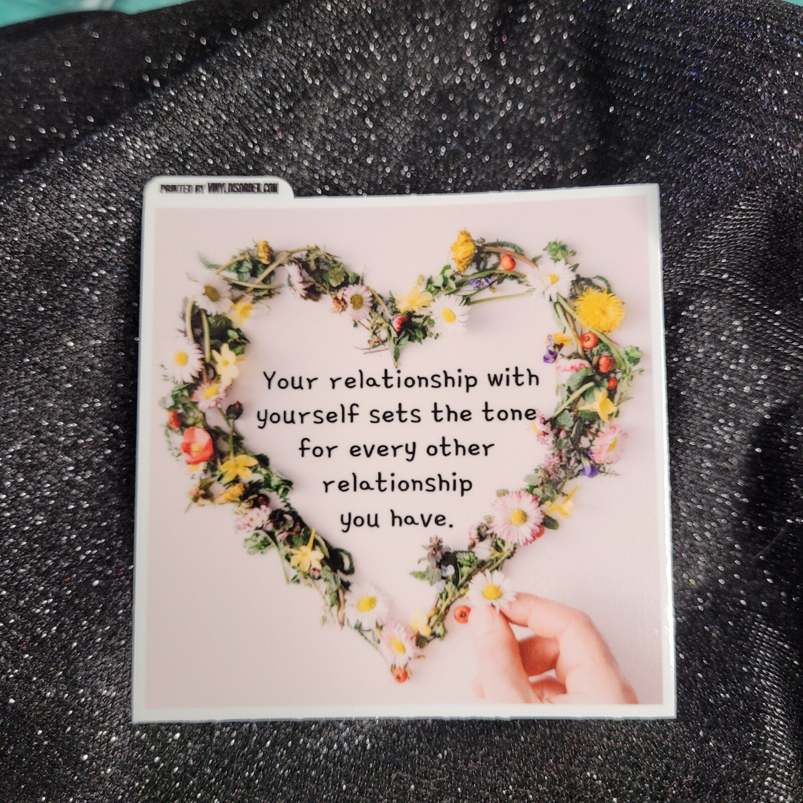 STKR002 Pink Flower Heart Sticker Motivational Inspirational Relationships Advic