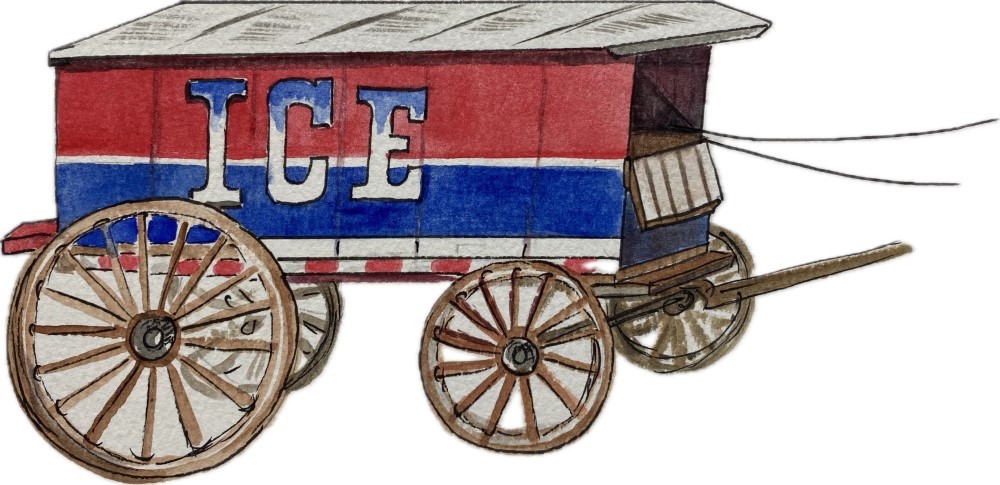 Old Tyme ICE Wagon/Carriage Buggy Decal Sticker for Car/Truck Windows Phones