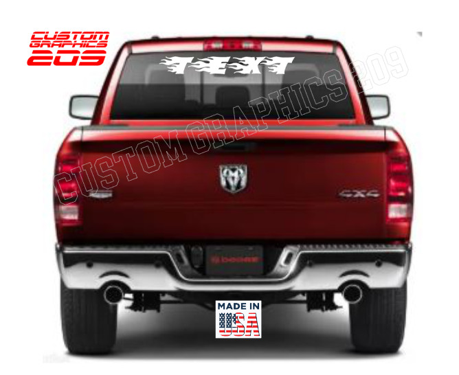 Flame Custom Text Decal Truck Car Window Waterproof Vinyl Oracal 651
