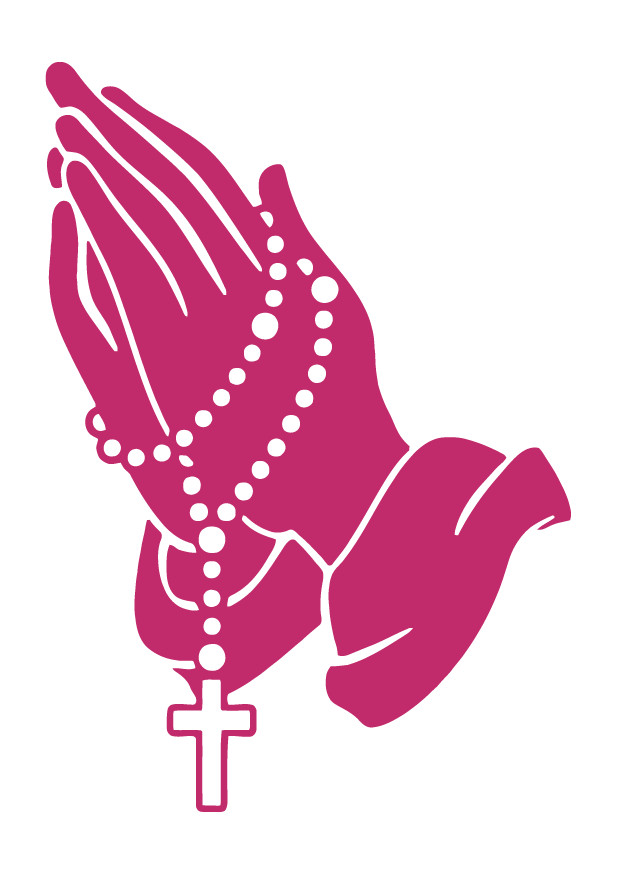 Praying Hands With Rosary Beads die cut decal multicolor Made in USA