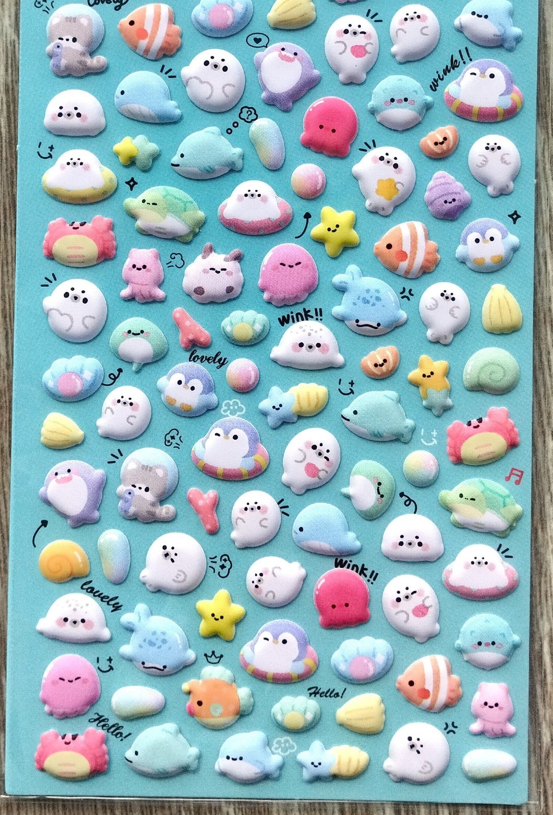 Cute Animal Sea Life PVC Puffy Sticker Dolphin Penguin Seal Fish Aquarium JAPAN