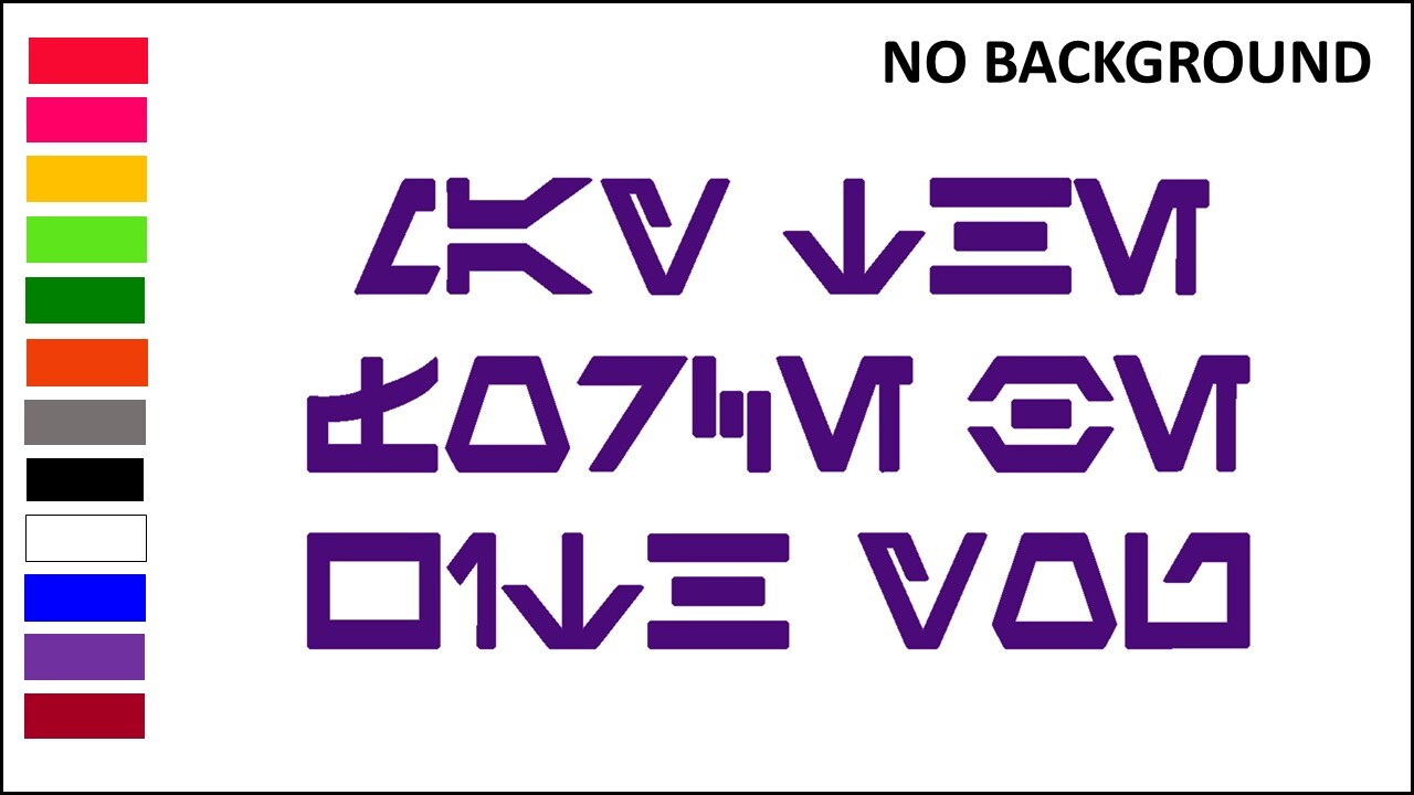 MAY THE FORCE BE WITH YOU, AUREBESH, STAR WARS ALPHABET, Decal Sticker for Cars.