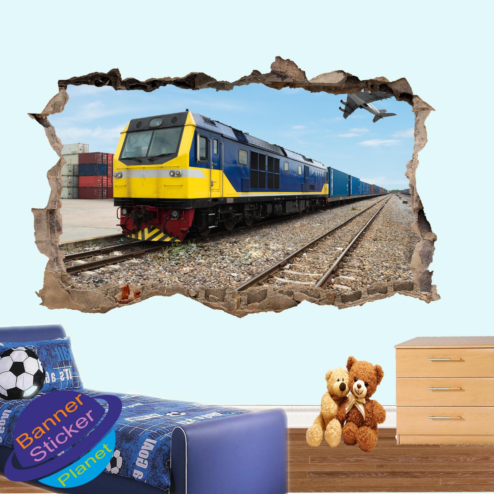 TRAIN RAILWAY TRANSPORTATION WALL STICKER 3D ART POSTER MURAL DECAL DECOR XT9