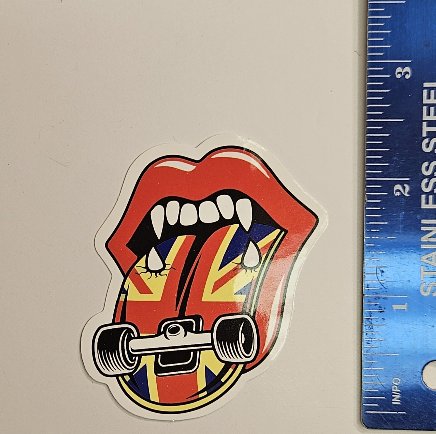 Tongue Out Sticker Decal Motif: Skateboard Sticker British Flag Vampire Retro