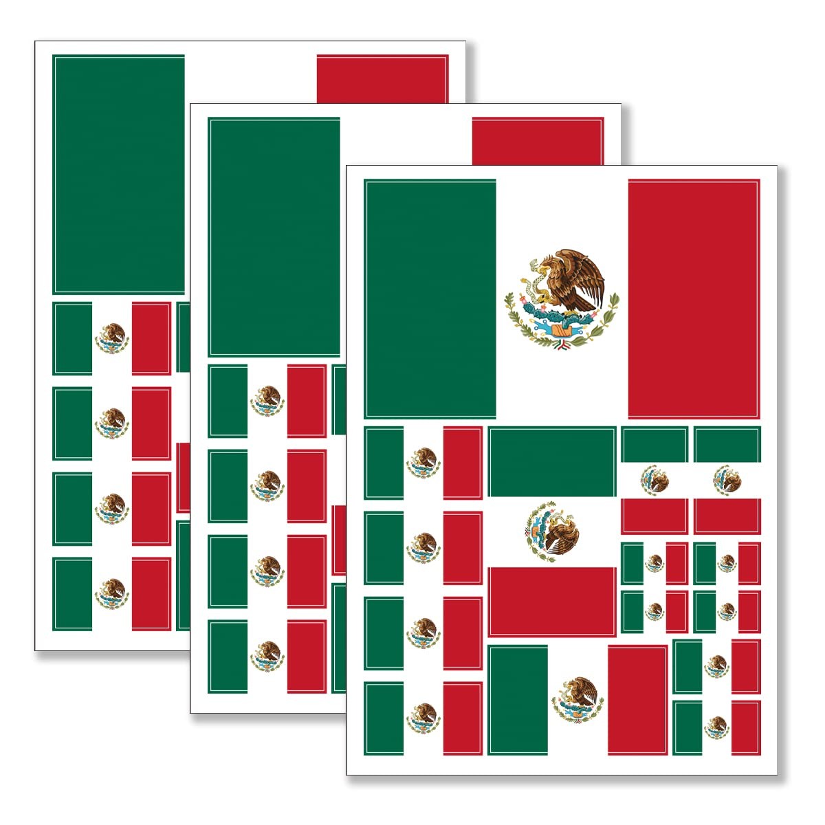 Mexico Flag Sticker Mexican Decal in Multiple Sizes 3 Pack 11.7 x 8.3 Inches