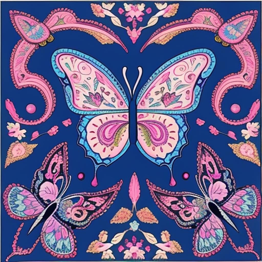 Folk Art Butterfly Sticker 2″ Colorful Paisley Blue Purple Design Cute