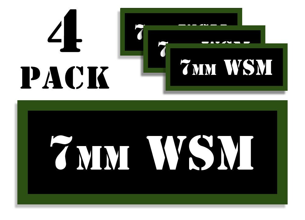 7MM WSM Ammo Can Label Stickers Decal Ammunition (4 pack)