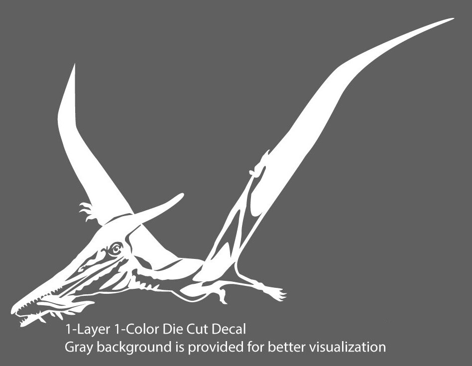 Pterosaur #2 with Fish – Jurassic Period 4-21″ wide Die Cut Vinyl Decal Sticker
