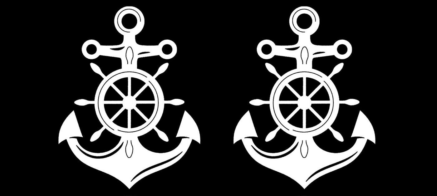 Anchor Wheel Navy Decor Two 5″ White Vinyl Decal Car Truck Windows Laptop Tablet