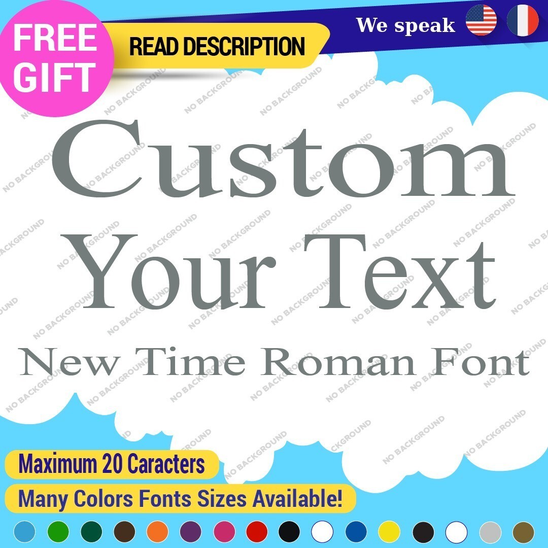 Custom Text Name Time New Roman Fonts Wall Lettering Decal Vinyl Sticker