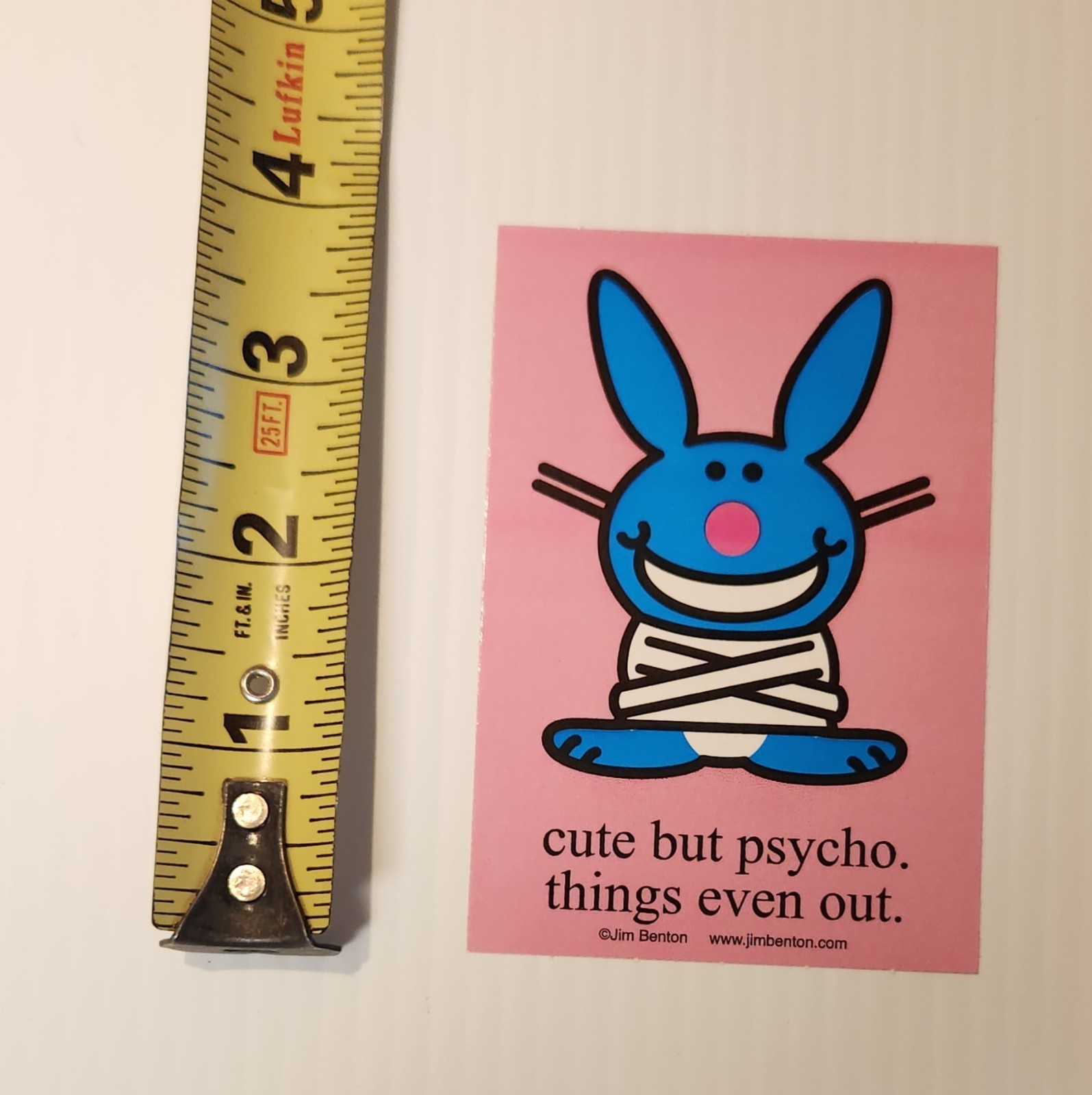 Vintage It’s Happy Bunny “Cute But Psycho. Things Even Out.” Jim Benton Sticker