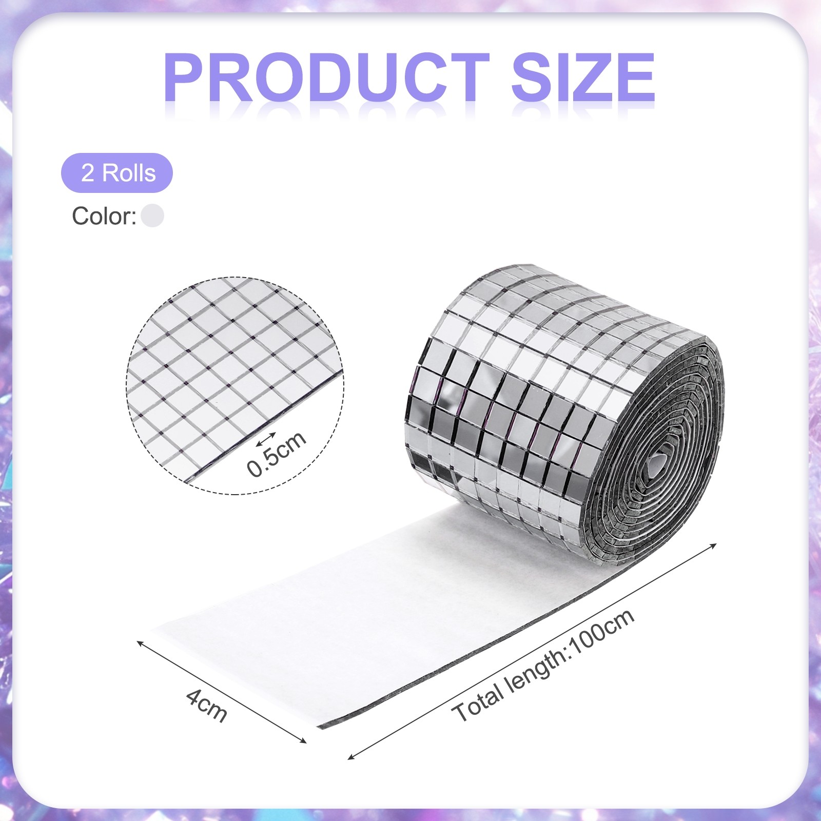 3200 Pieces Adhesive Mosaic Tiles 5 x 5 mm Disco Tiles Silver 2 Pcs