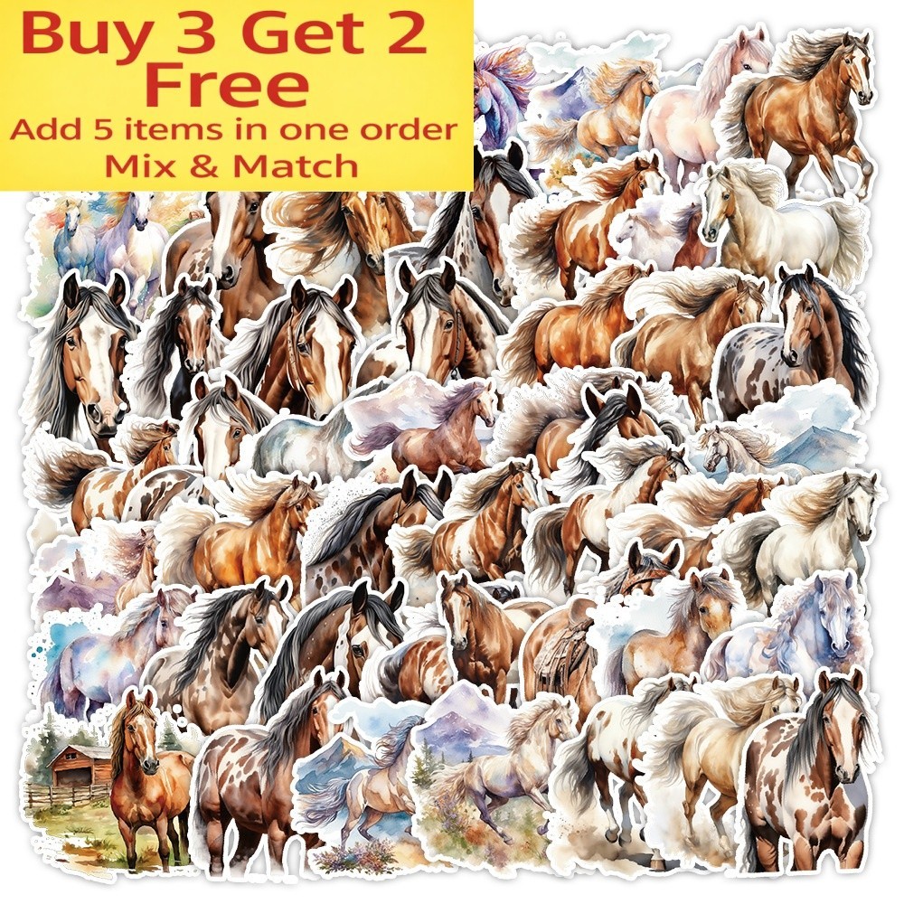50pcs Waterproof Stickers Horse Lover Luggage Car Phone Laptop Water Bottle