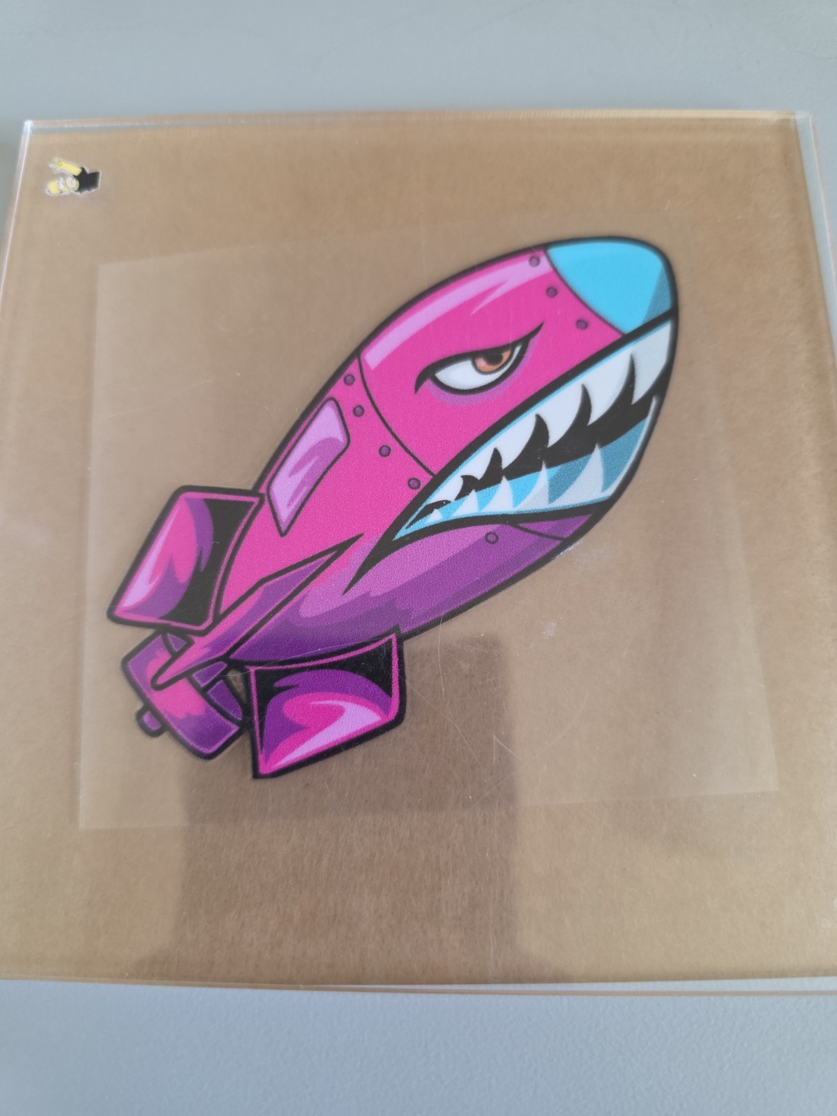 Pink UV DTF Angry Bomb Decal Waterproof 3in Tall Made In USA