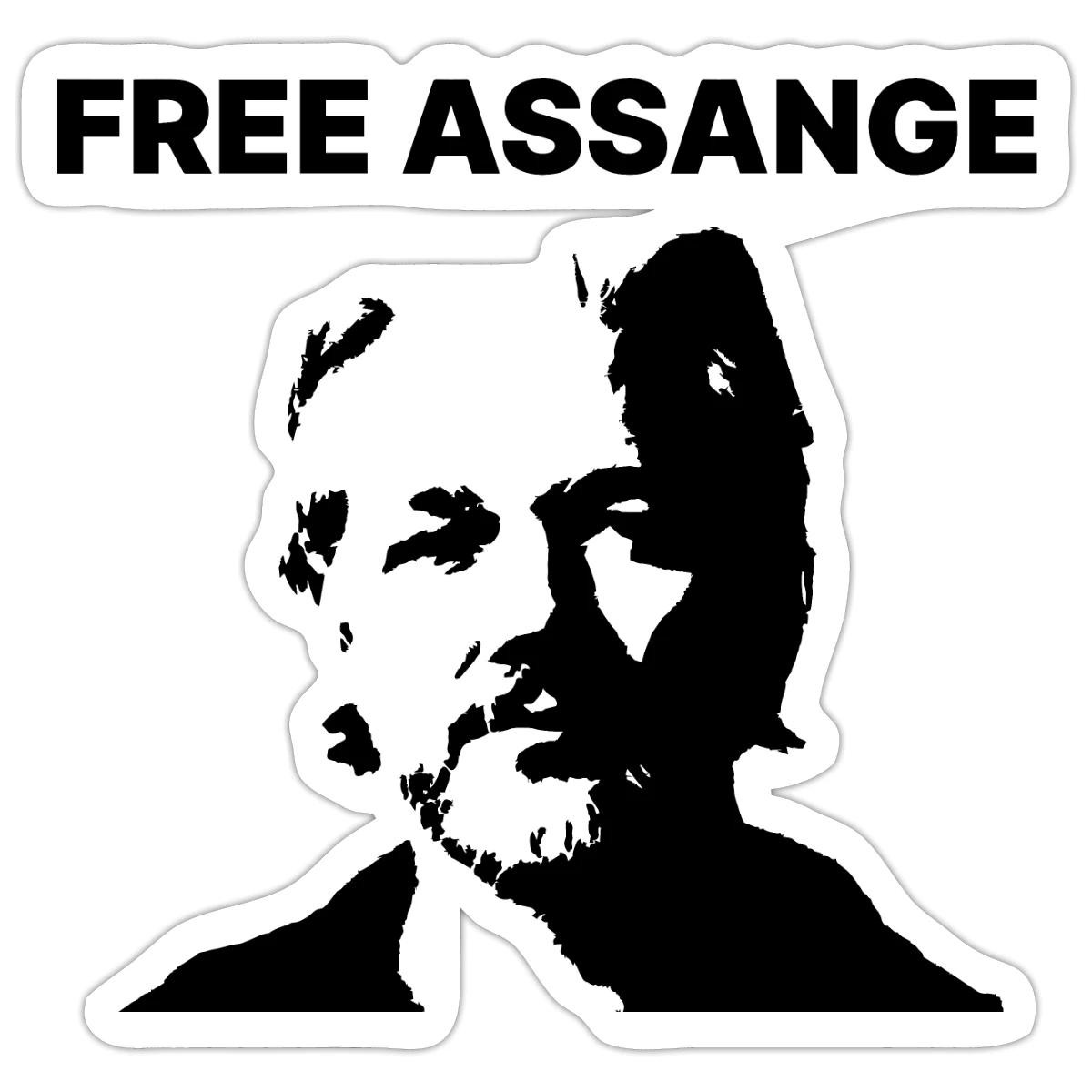 Free Assange WikiLeaks Julian Assange Stencil Sticker, max. 4 x 4″
