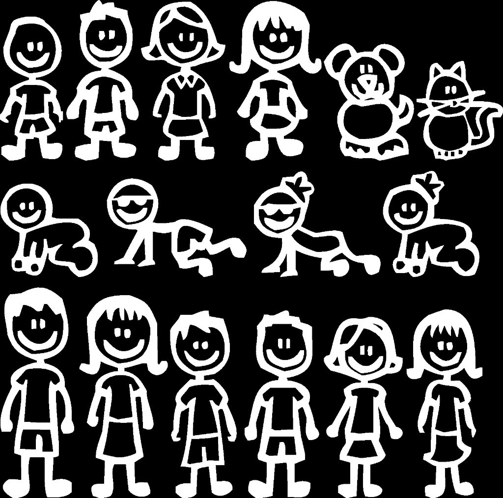 Set of 16 Stick Family Group A Vinyl Decal Sticker Car Window Wall