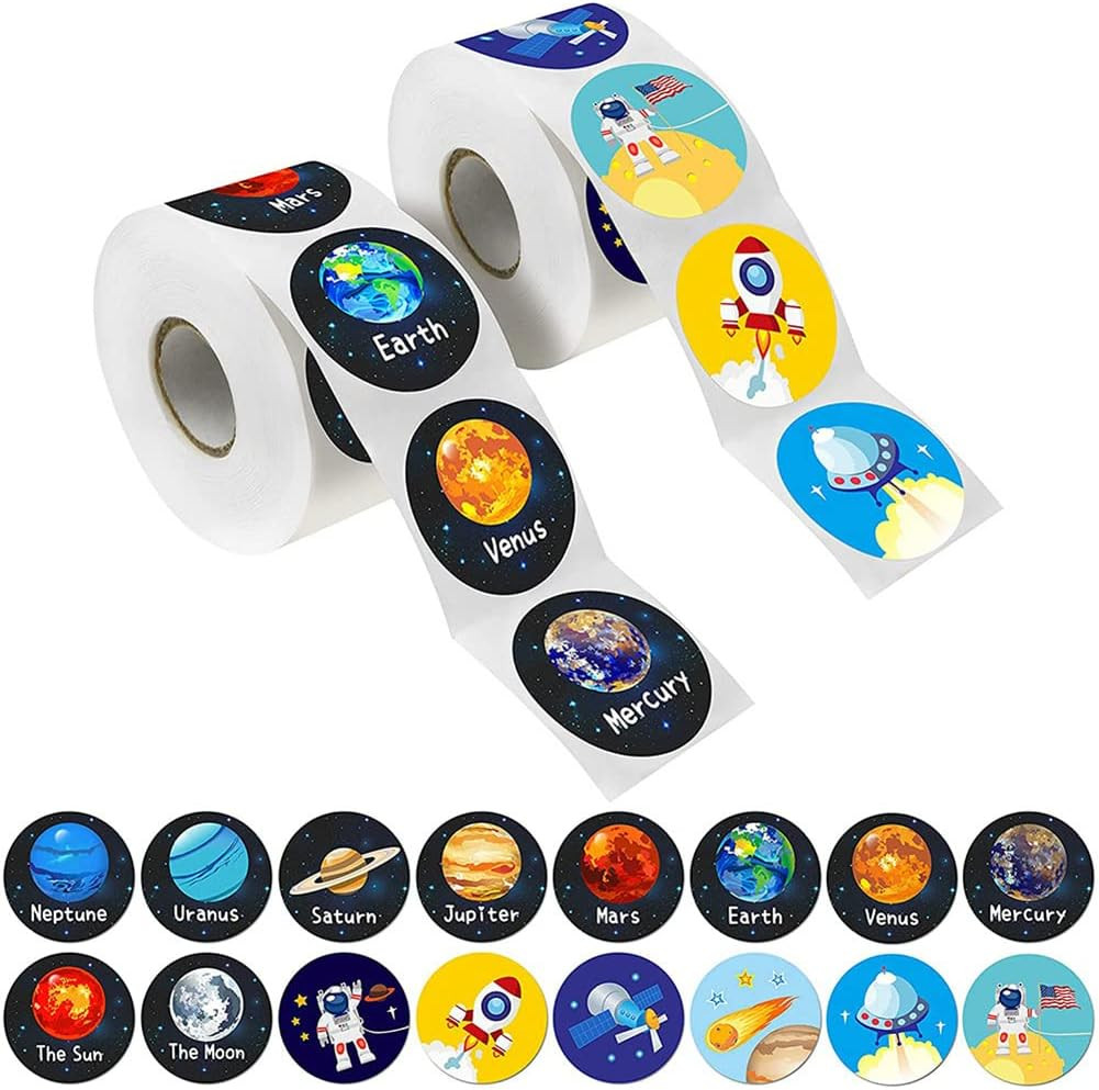 1000 Realistic Solar System Stickers for Kids – Outer Space Planet Stickers for