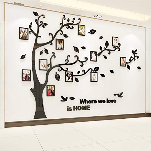 Black Right 3D Tree Wall Sticker Photo Frame Decal
