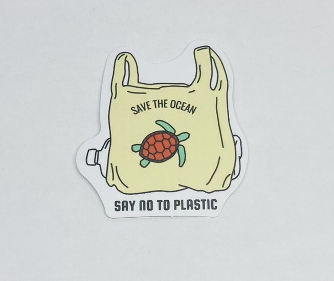 “Protect The Ocean, No To Plastic” Sticker Decal Cute Love Environment Art Tc6