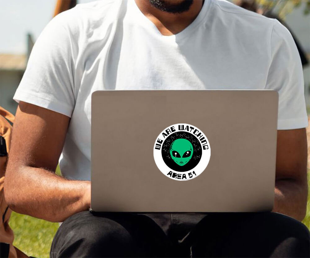 We Are Watching Alien Area 51 – Postcard Sized Vinyl Sticker 4.25″ x 4.25″