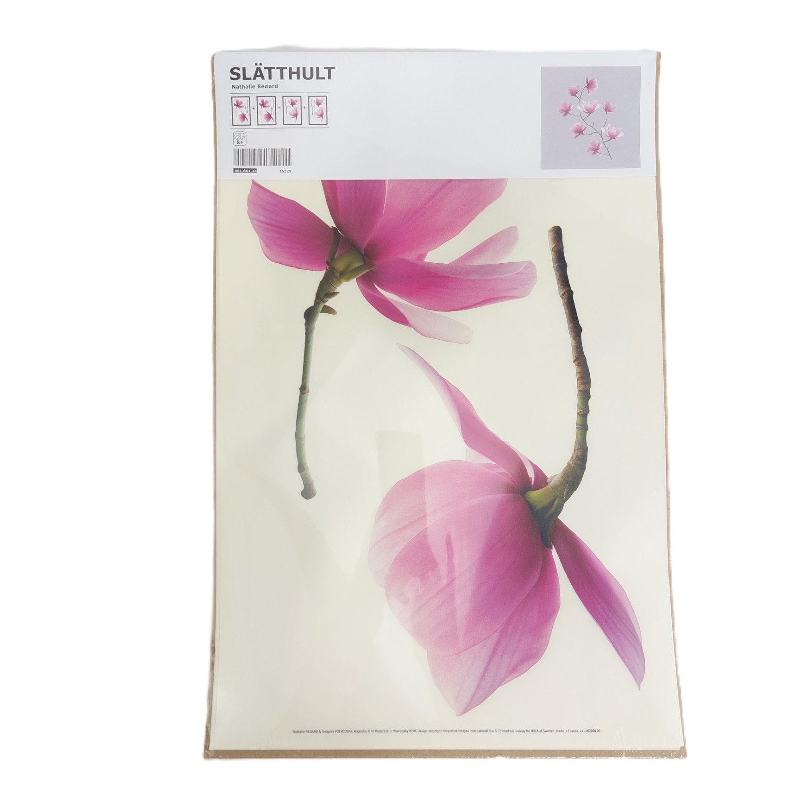 Sealed IKEA Slatthult Pink Magnolia Flowers Stickers Wall Decal 401.861.24 NOS